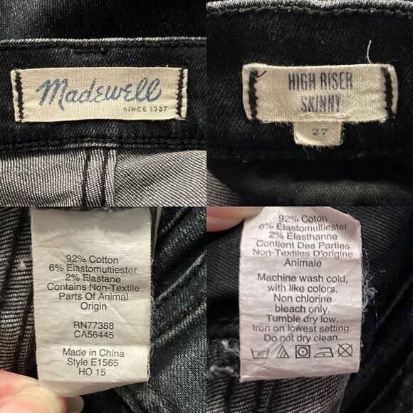 Madewell Black Kincaid Distressed High Riser Skinny Jeans 27 - Picture 6 of 6